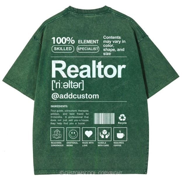 Realtor Addcustom Unisex Fit Washed T-Shirt Customscool