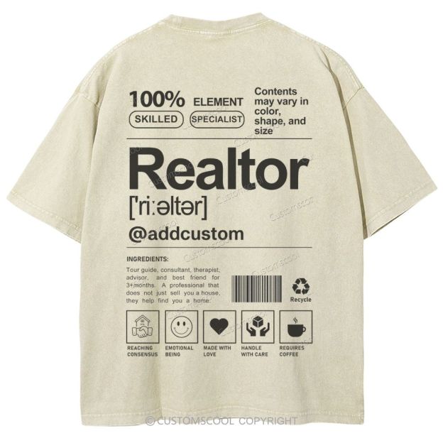 Realtor Addcustom Unisex Fit Washed T-Shirt Customscool