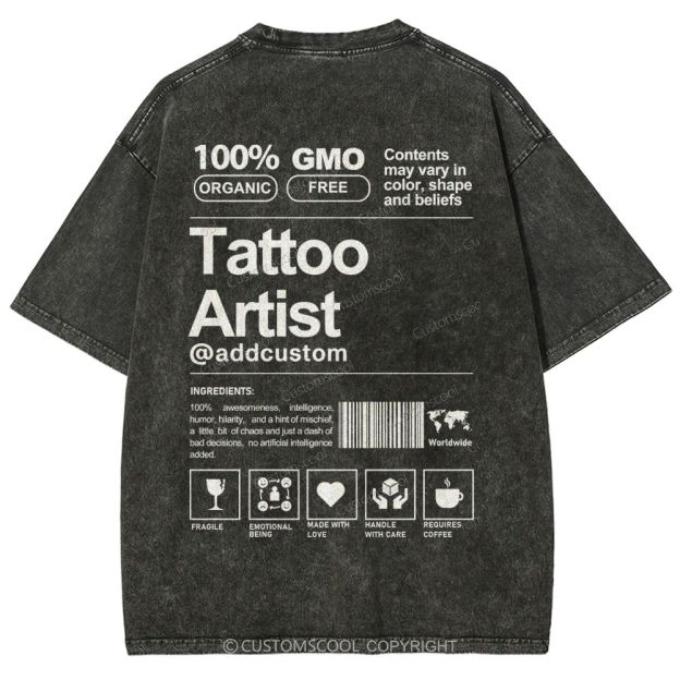 Tattoo Artist Addcustom Unisex Fit Washed T-Shirt Customscool
