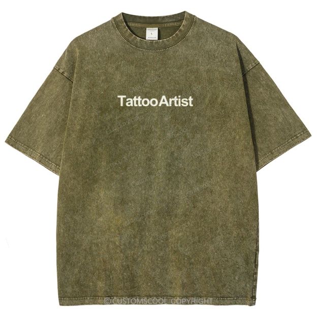 Tattoo Artist Addcustom Unisex Fit Washed T-Shirt Customscool