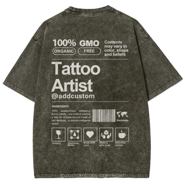 Tattoo Artist Addcustom Unisex Fit Washed T-Shirt Customscool