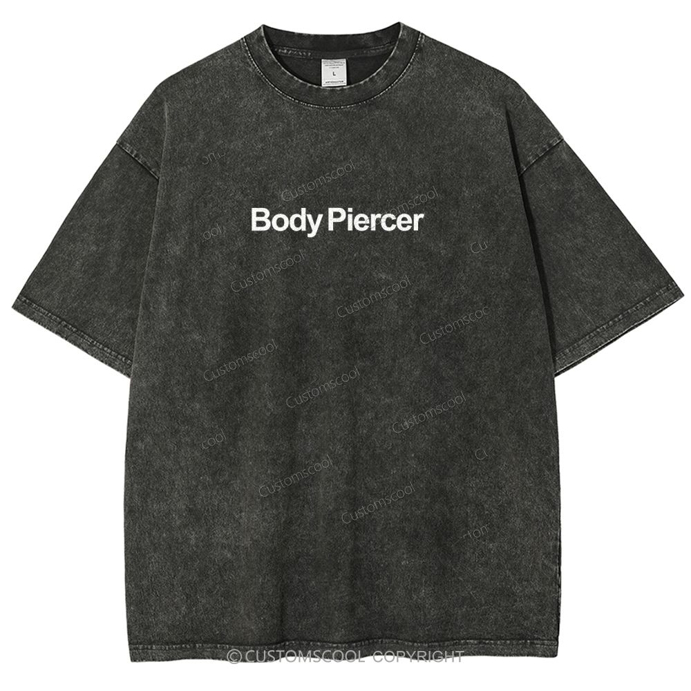 Body Piercer Addcustom QR Code Unisex Fit Washed T-Shirt Customscool