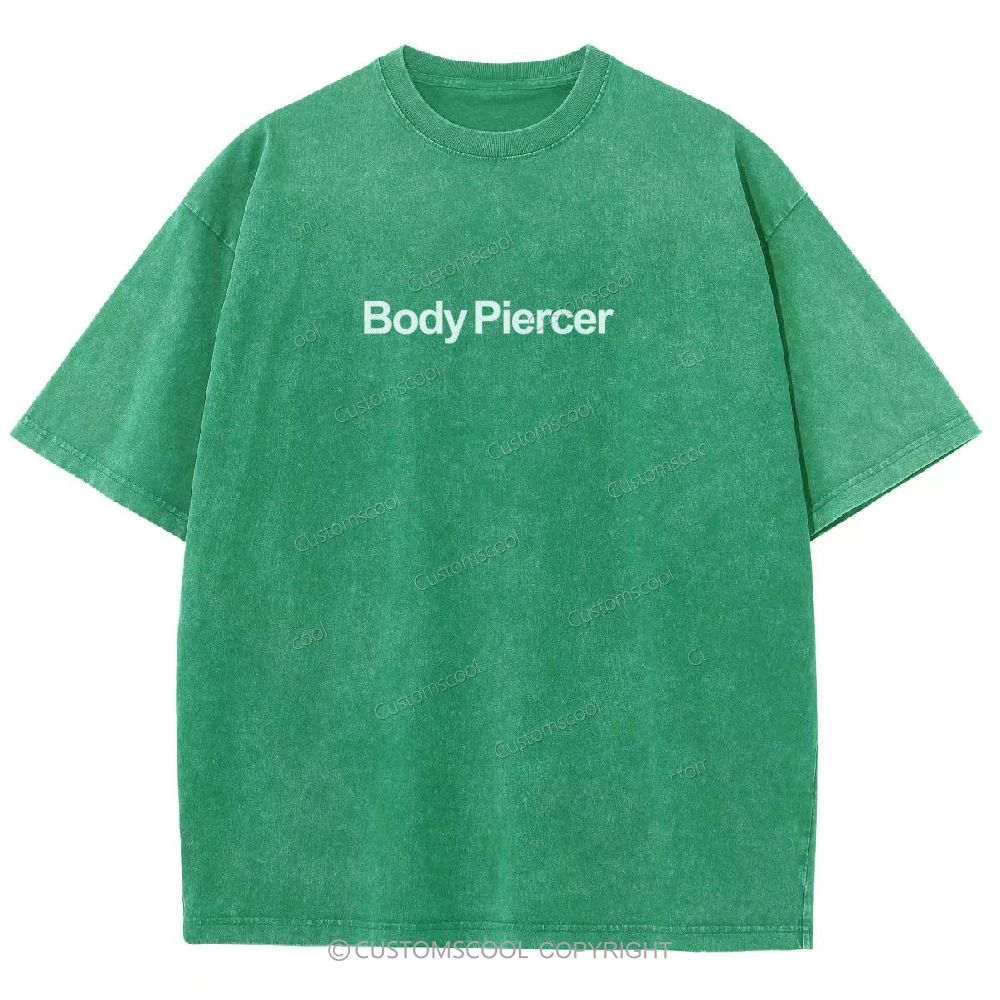 Body Piercer Addcustom QR Code Unisex Fit Washed T-Shirt Customscool