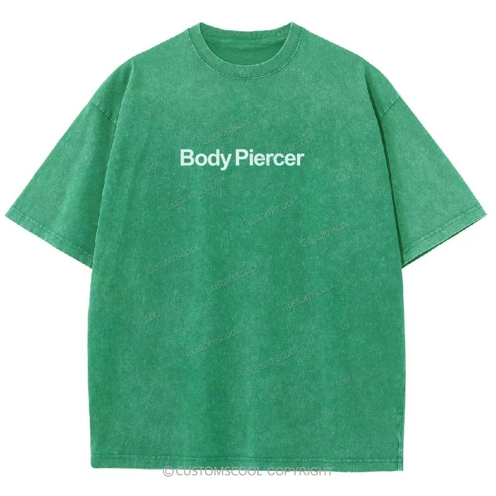 Body Piercer Addcustom QR Code Unisex Fit Washed T-Shirt Customscool