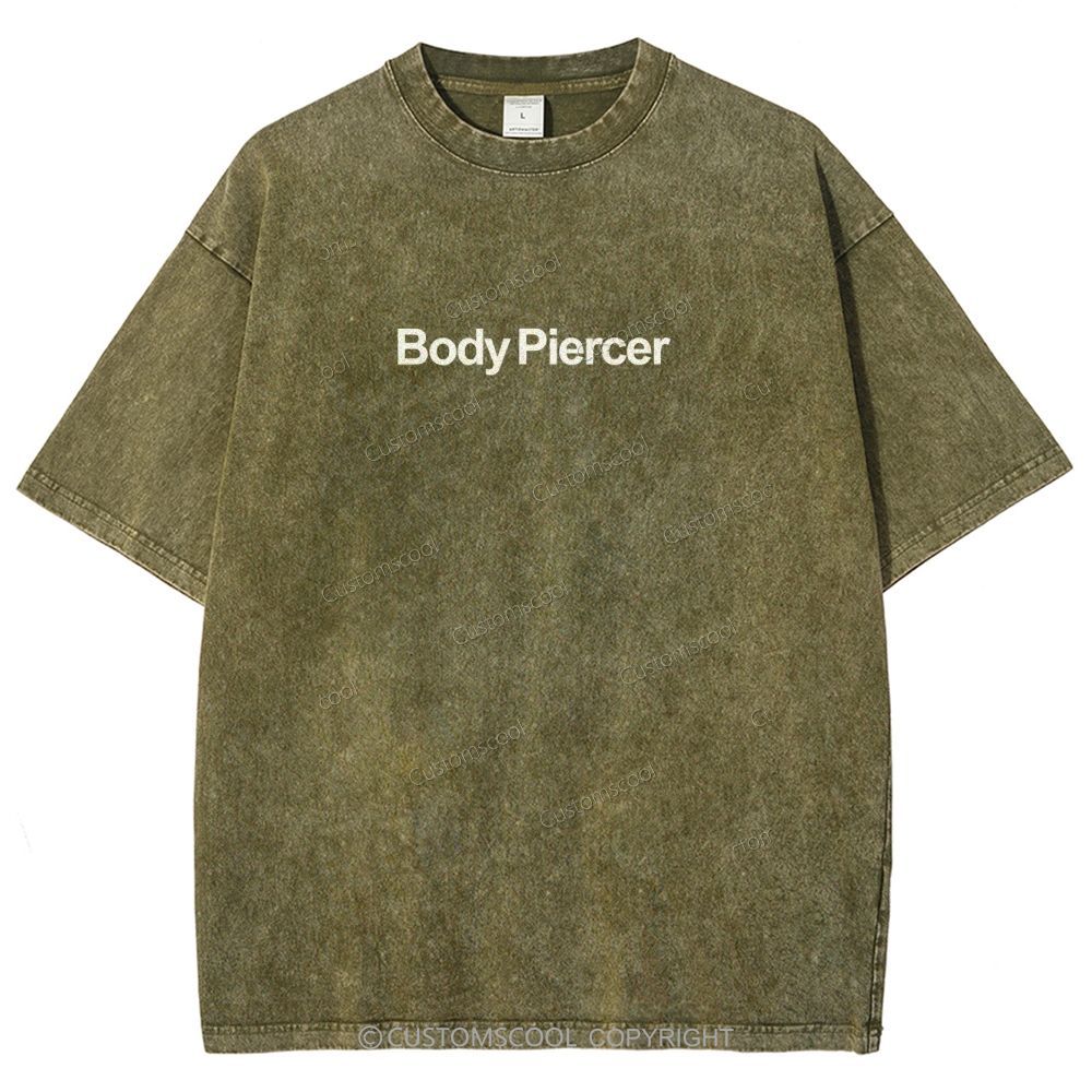 Body Piercer Addcustom QR Code Unisex Fit Washed T-Shirt Customscool