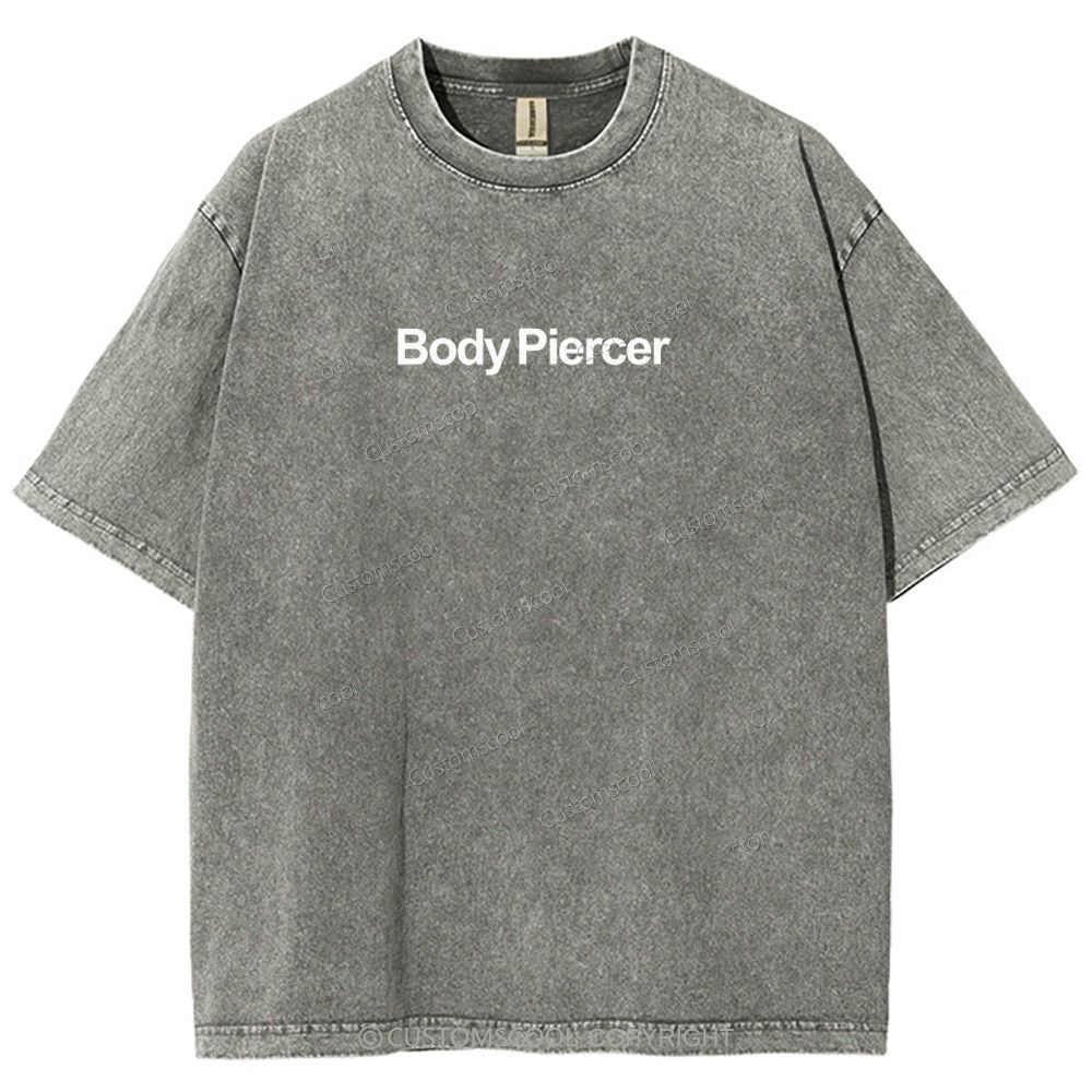 Body Piercer Addcustom QR Code Unisex Fit Washed T-Shirt Customscool