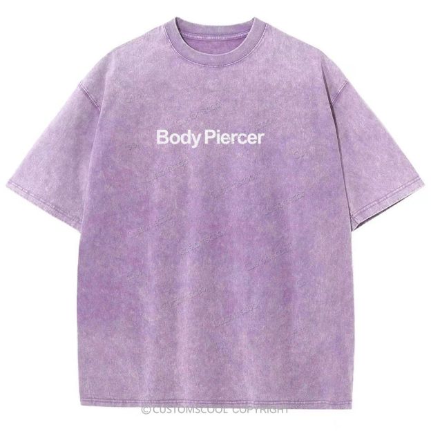 Body Piercer Addcustom QR Code Unisex Fit Washed T-Shirt Customscool