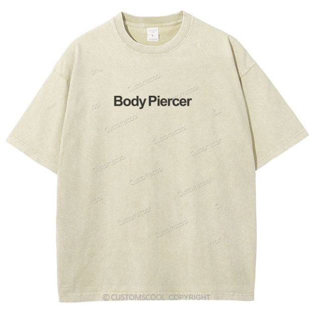 Body Piercer Addcustom QR Code Unisex Fit Washed T-Shirt Customscool