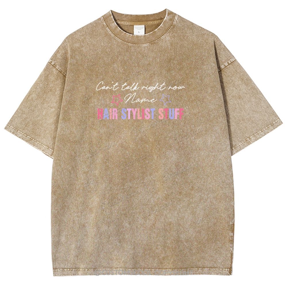 Comb Scissors Hair Dryer Addcustom Unisex Fit Washed T-Shirt Customscool