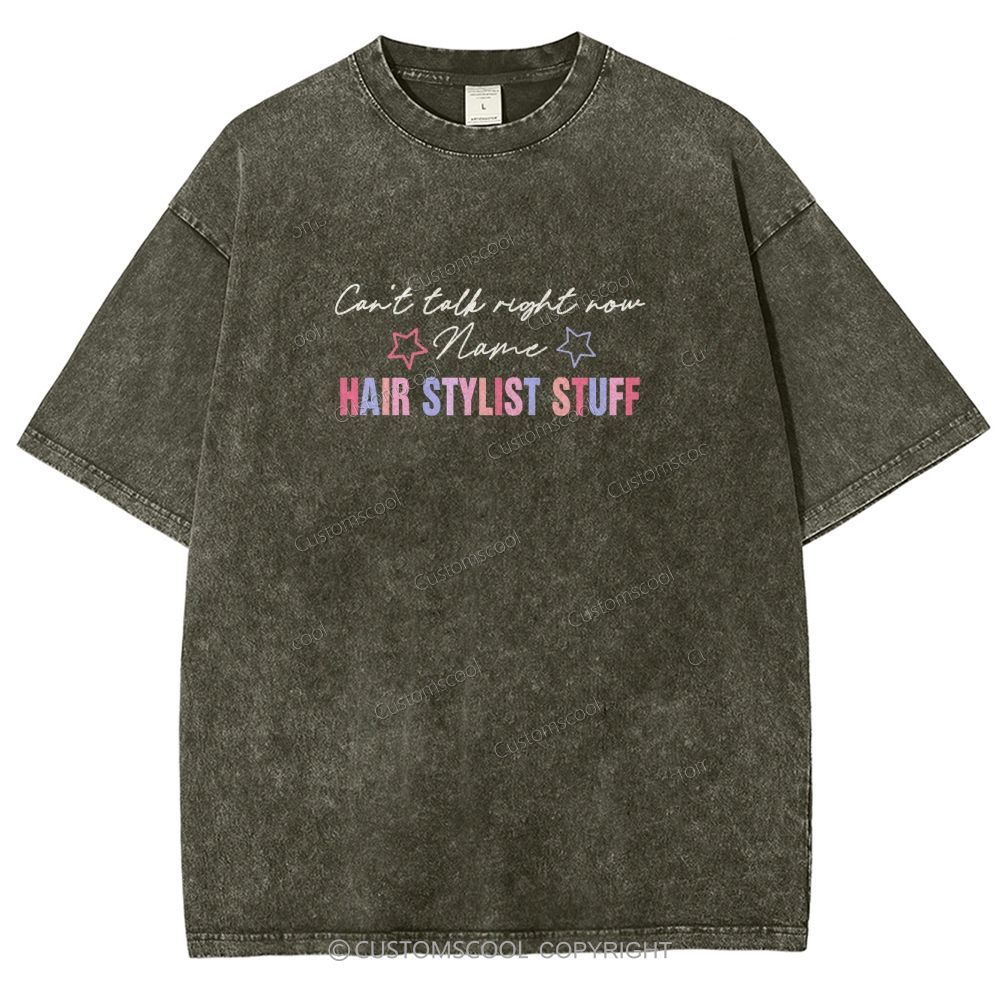 Comb Scissors Hair Dryer Addcustom Unisex Fit Washed T-Shirt Customscool