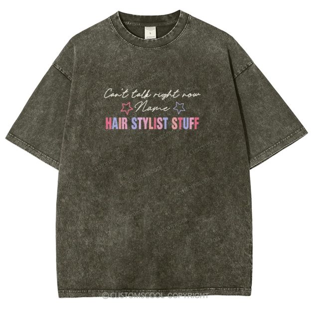Comb Scissors Hair Dryer Addcustom Unisex Fit Washed T-Shirt Customscool