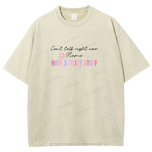Comb Scissors Hair Dryer Addcustom Unisex Fit Washed T-Shirt Customscool