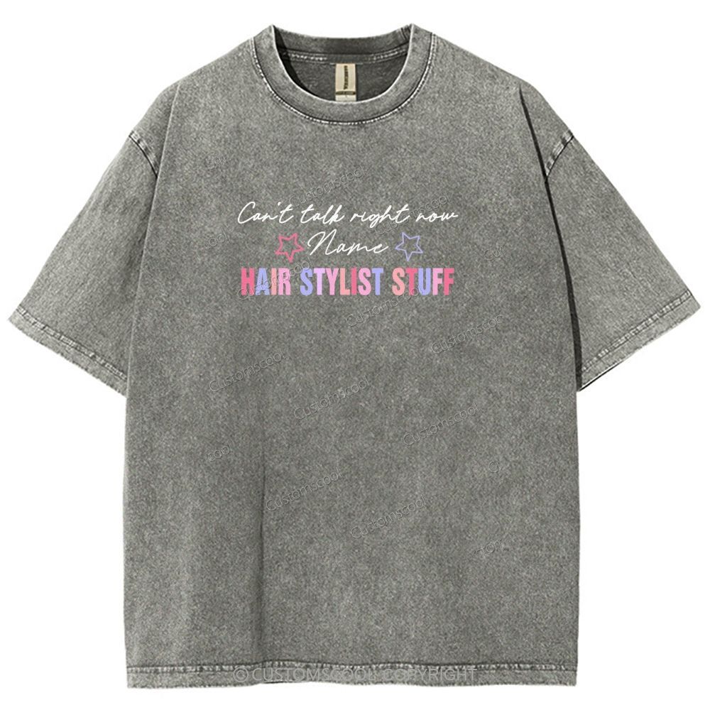 Comb Scissors Hair Dryer Addcustom Unisex Fit Washed T-Shirt Customscool