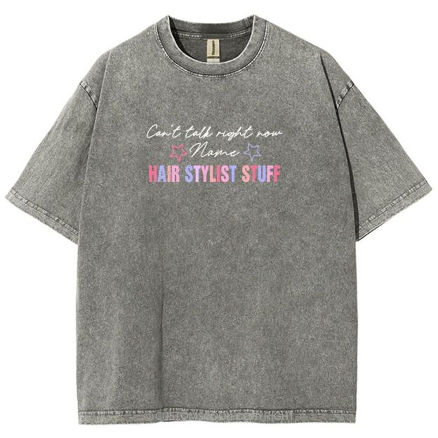 Comb Scissors Hair Dryer Addcustom Unisex Fit Washed T-Shirt Customscool