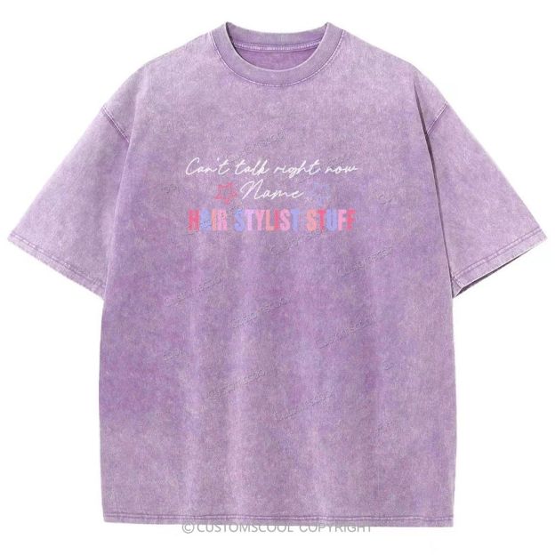 Comb Scissors Hair Dryer Addcustom Unisex Fit Washed T-Shirt Customscool