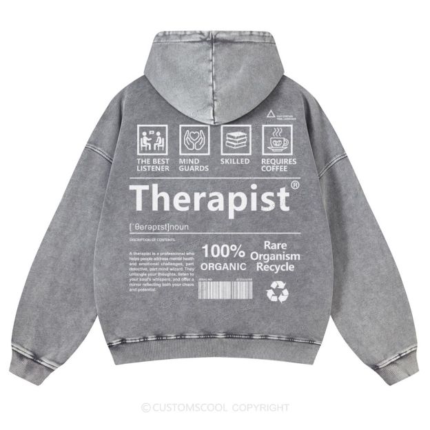 Therapist Casual Washed Hoodie