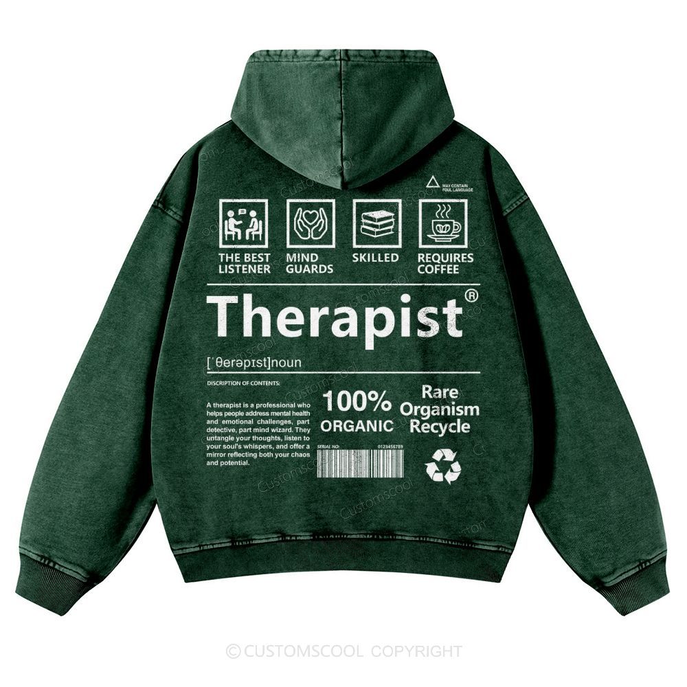 Therapist Casual Washed Hoodie
