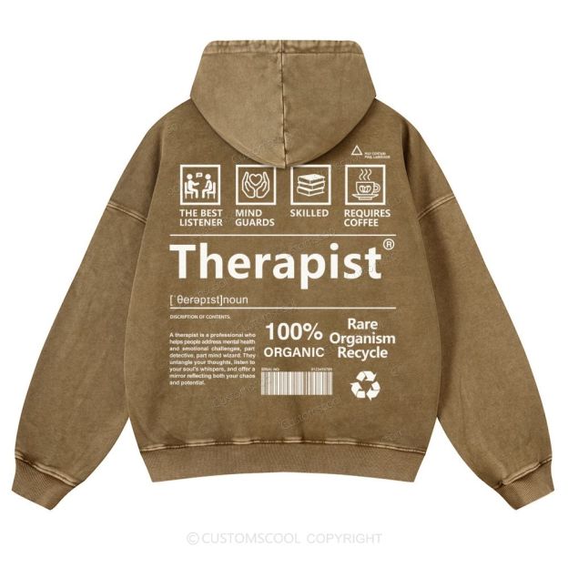 Therapist Casual Washed Hoodie