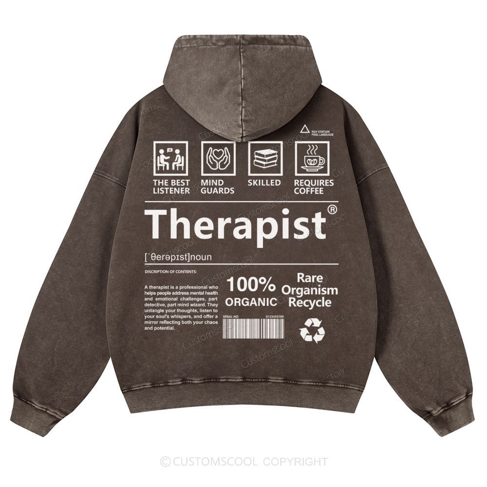 Therapist Casual Washed Hoodie