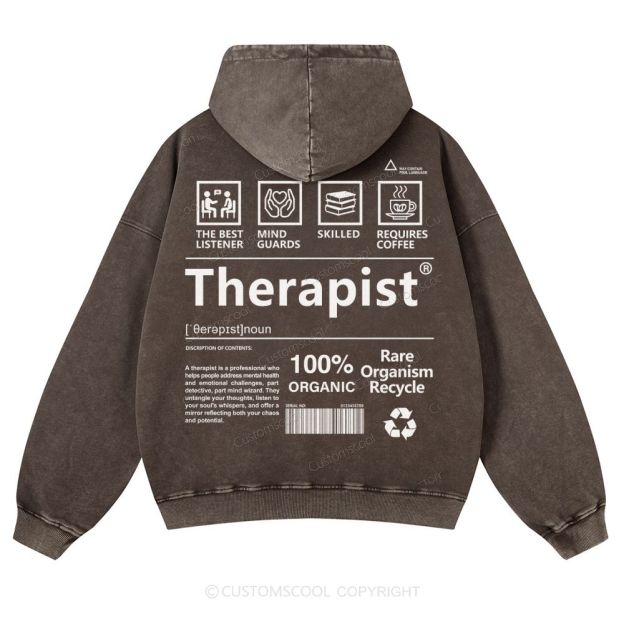 Therapist Casual Washed Hoodie