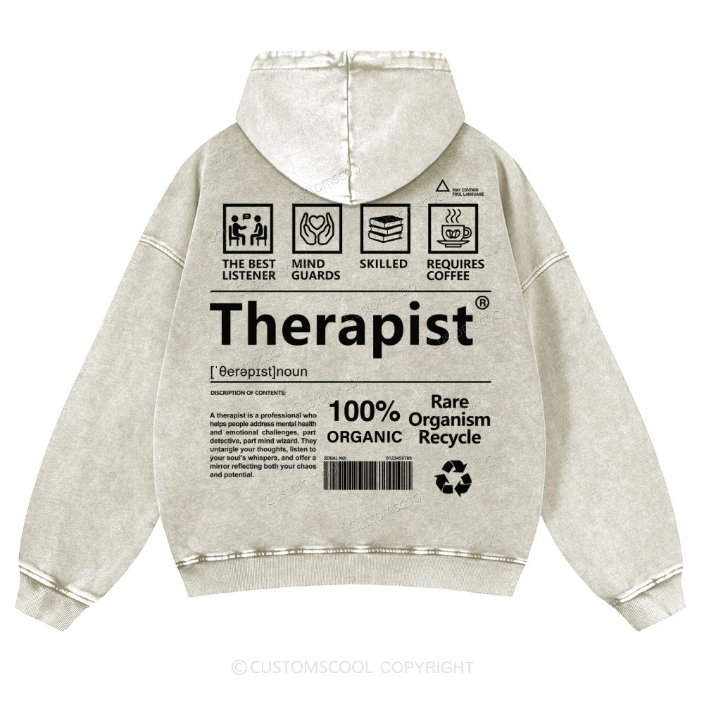Therapist Casual Washed Hoodie