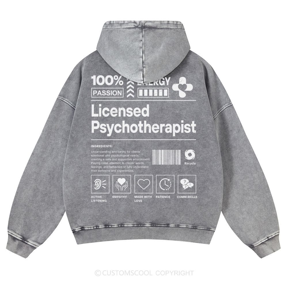Licensed Psychotherapist Casual Washed Hoodie