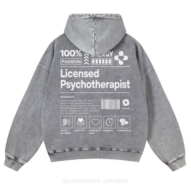 Licensed Psychotherapist Casual Washed Hoodie