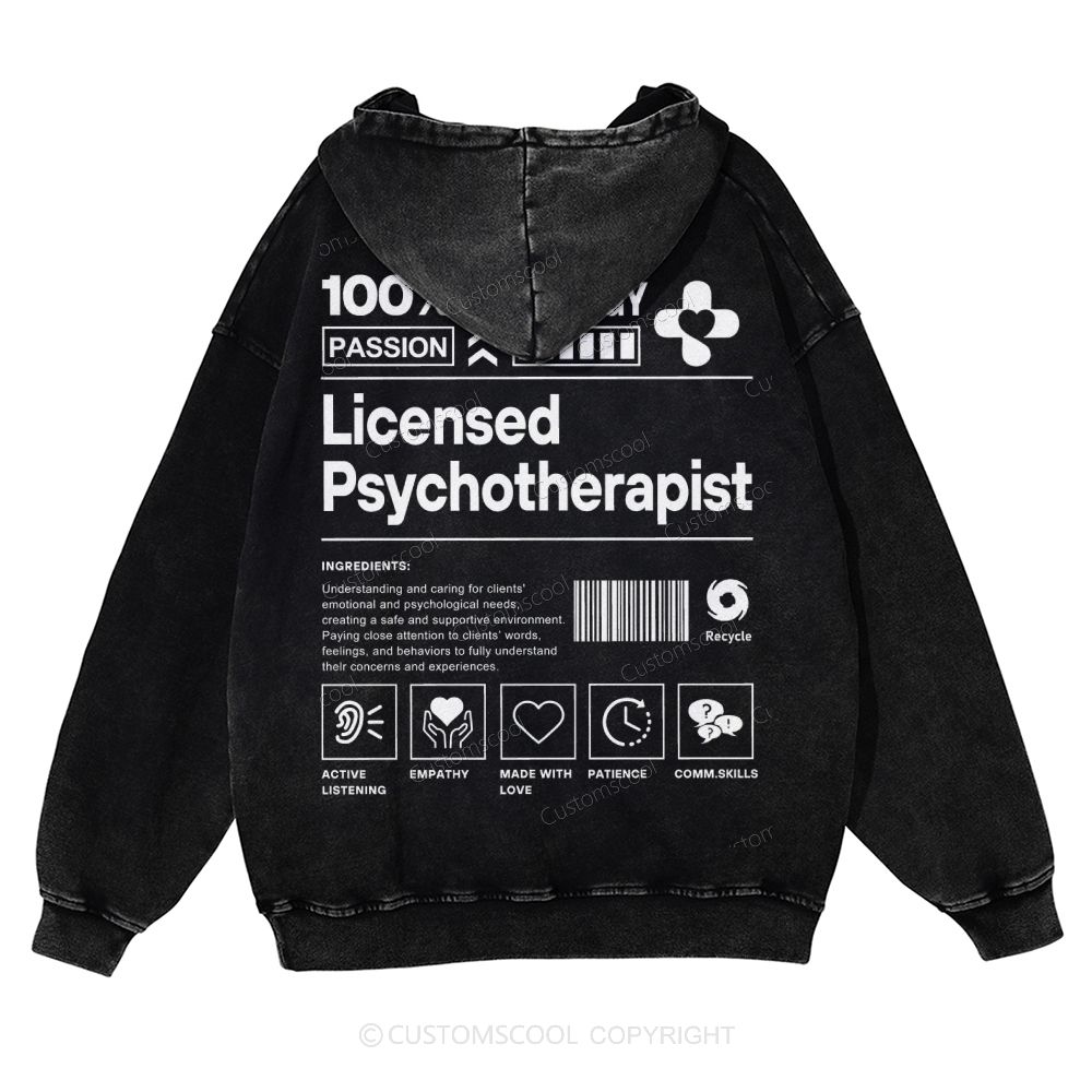 Licensed Psychotherapist Casual Washed Hoodie
