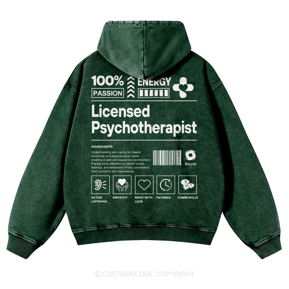 Licensed Psychotherapist Casual Washed Hoodie