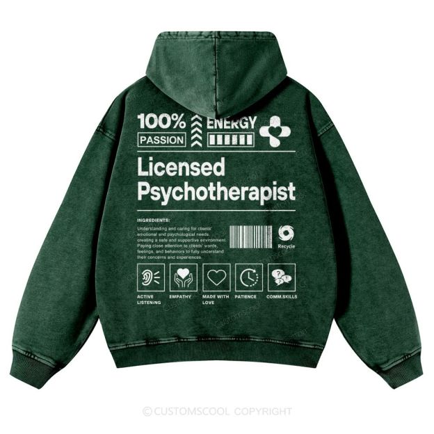 Licensed Psychotherapist Casual Washed Hoodie