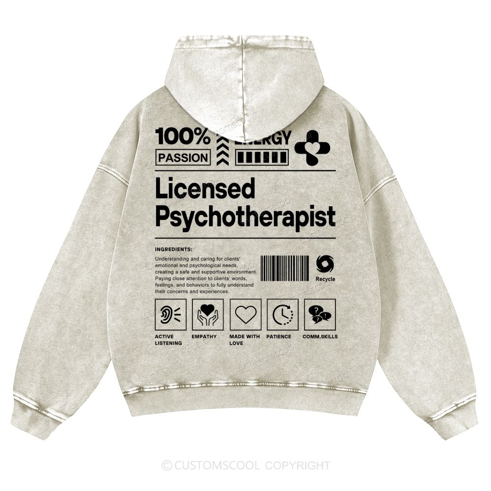 Licensed Psychotherapist Casual Washed Hoodie