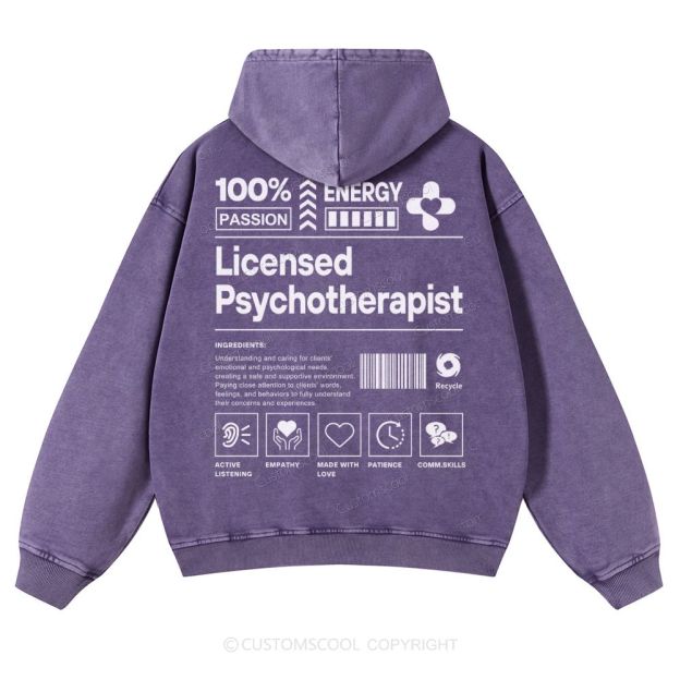 Licensed Psychotherapist Casual Washed Hoodie