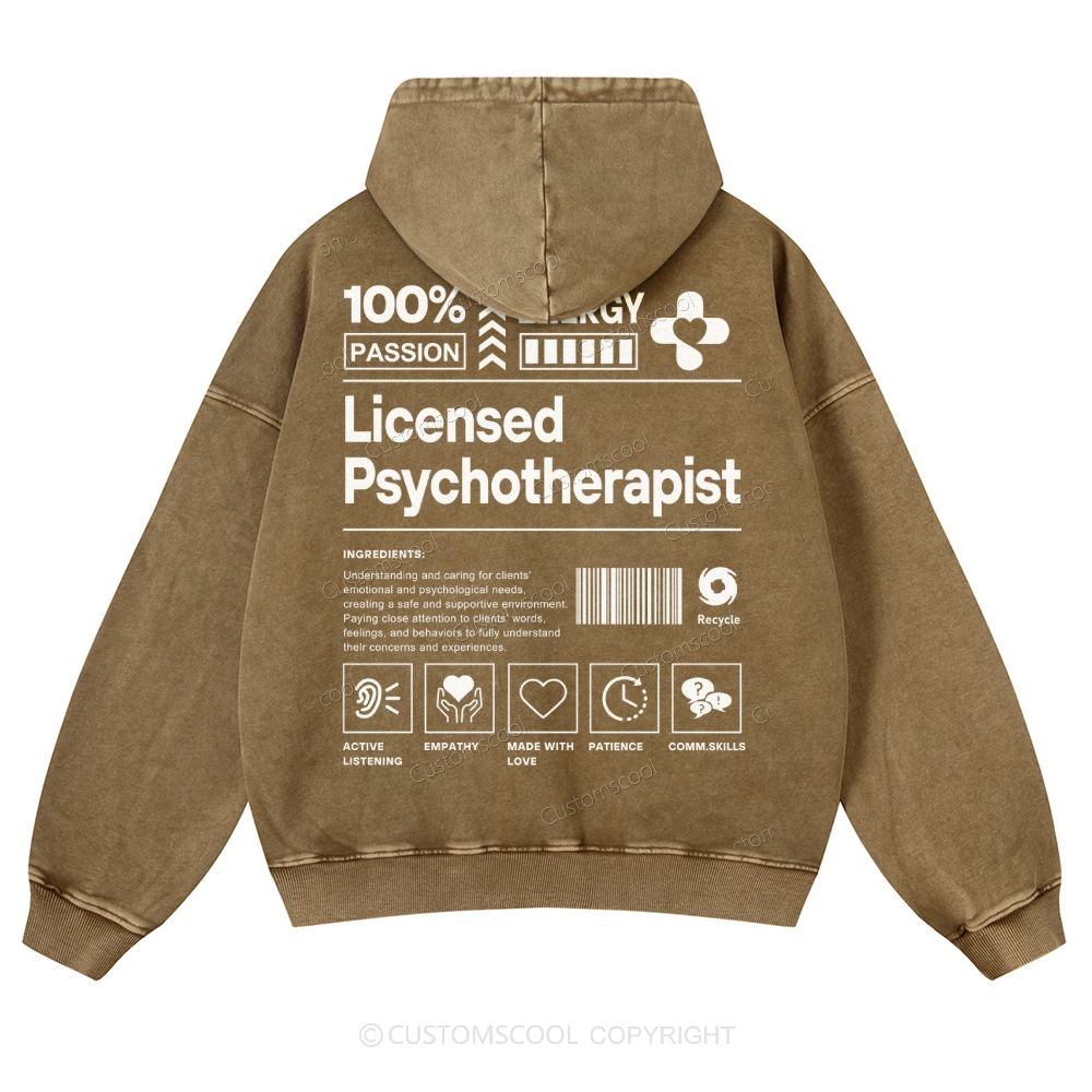 Licensed Psychotherapist Casual Washed Hoodie
