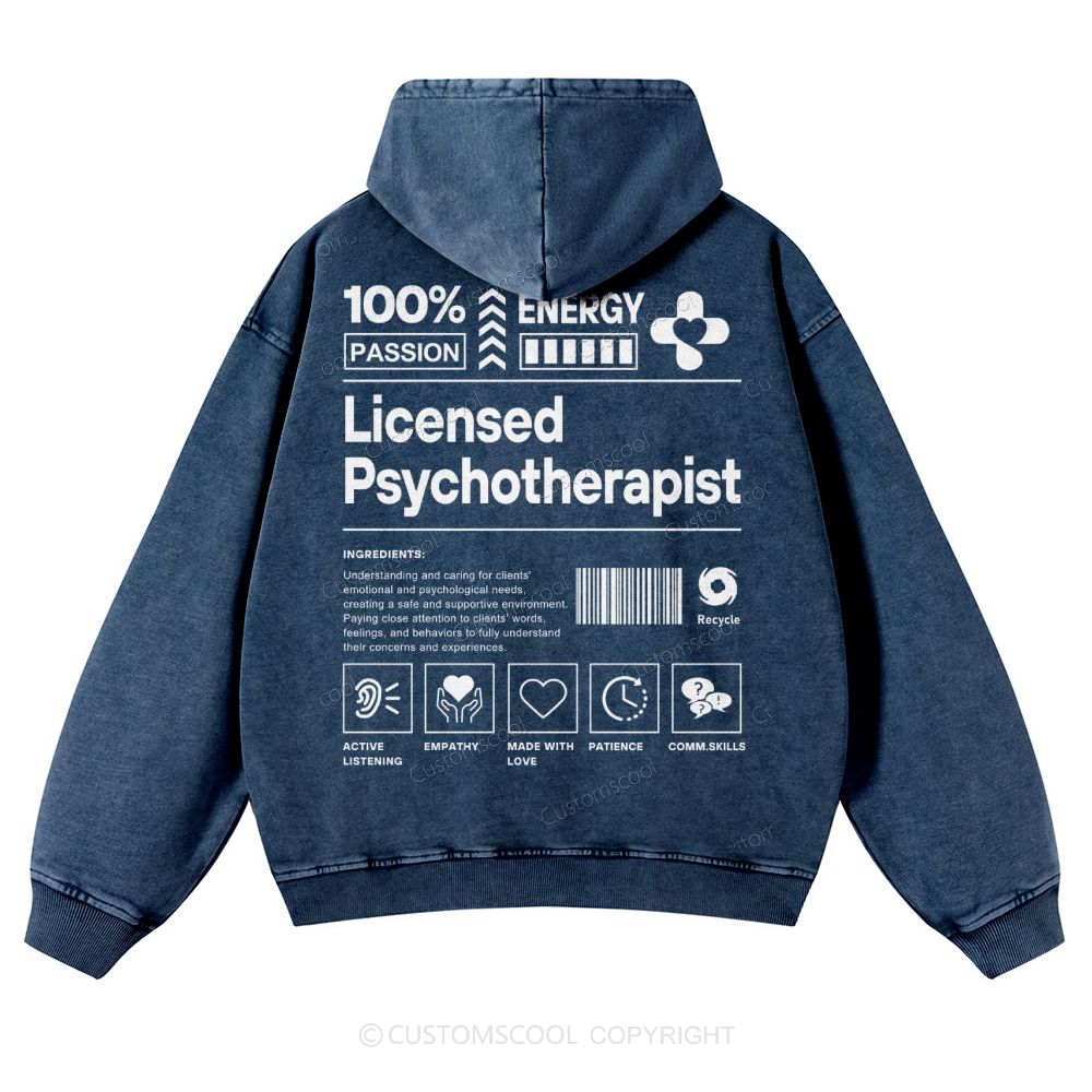 Licensed Psychotherapist Casual Washed Hoodie