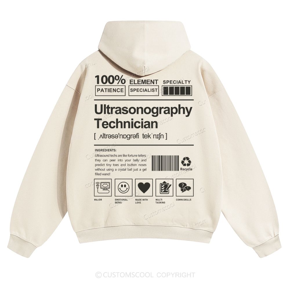 Ultrasonography Technician Solid Color Hoodie