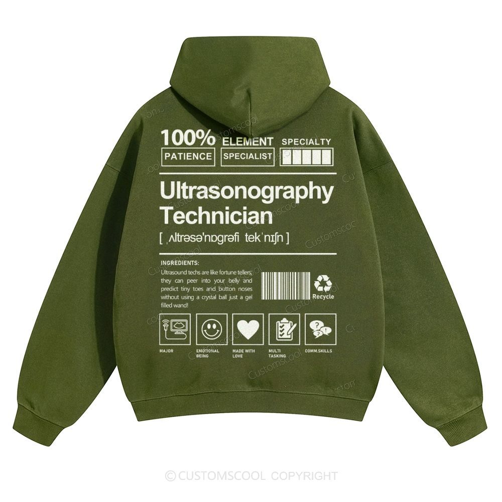 Ultrasonography Technician Solid Color Hoodie