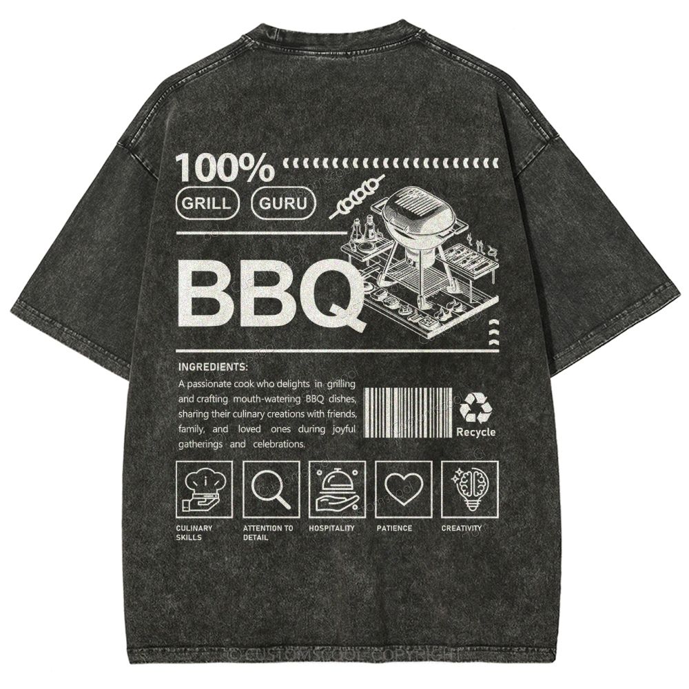 BBQ Unisex Fit Washed T-Shirt Customscool
