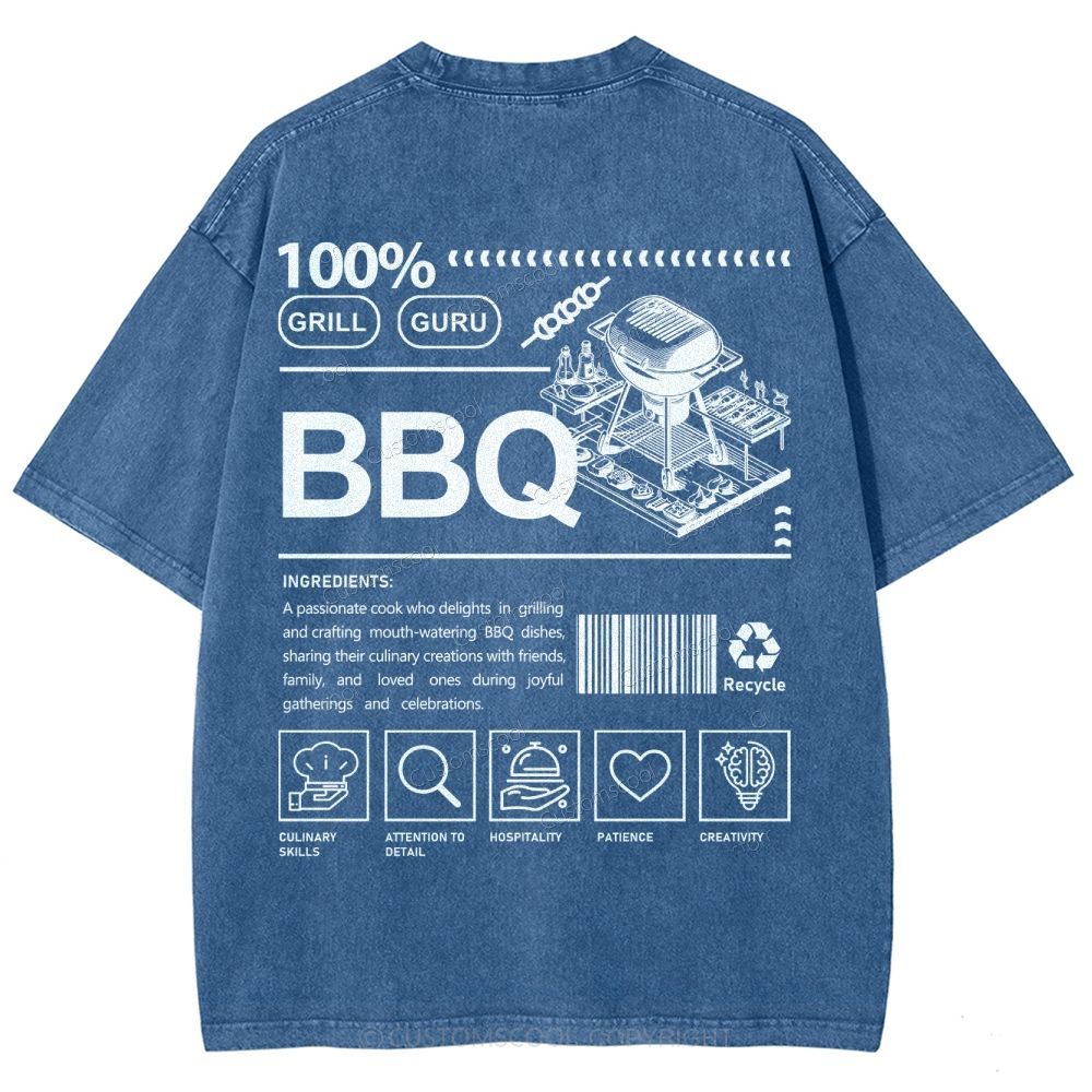 BBQ Unisex Fit Washed T-Shirt Customscool