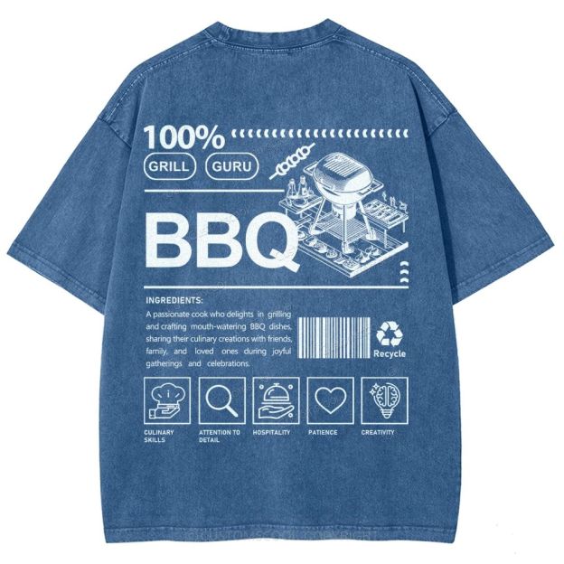 BBQ Unisex Fit Washed T-Shirt Customscool
