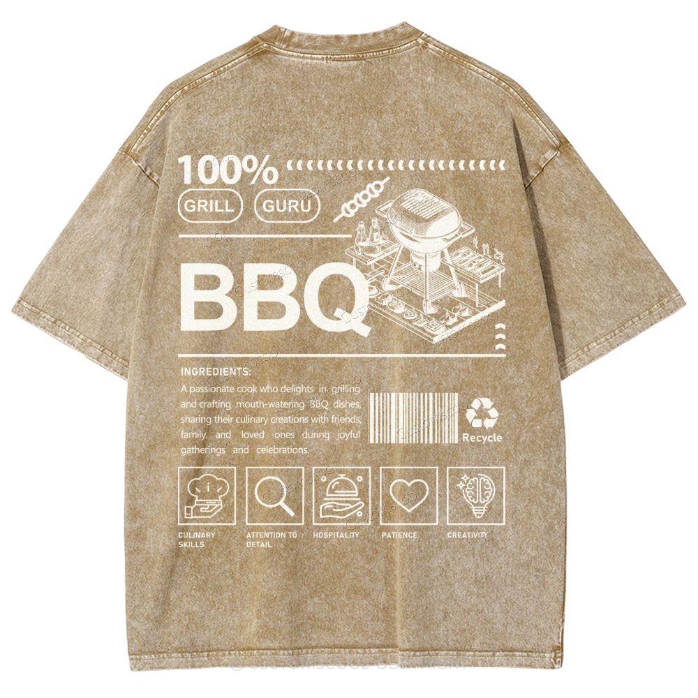 BBQ Unisex Fit Washed T-Shirt Customscool