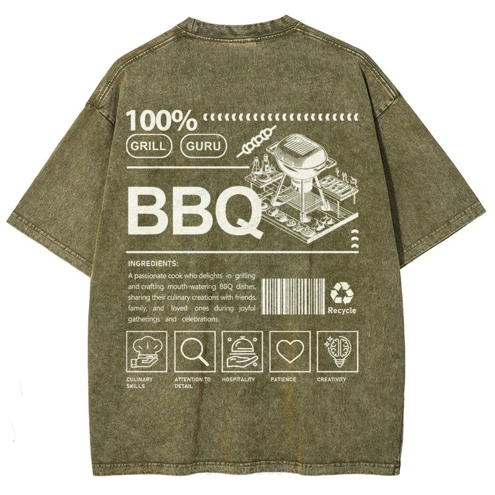 BBQ Unisex Fit Washed T-Shirt Customscool