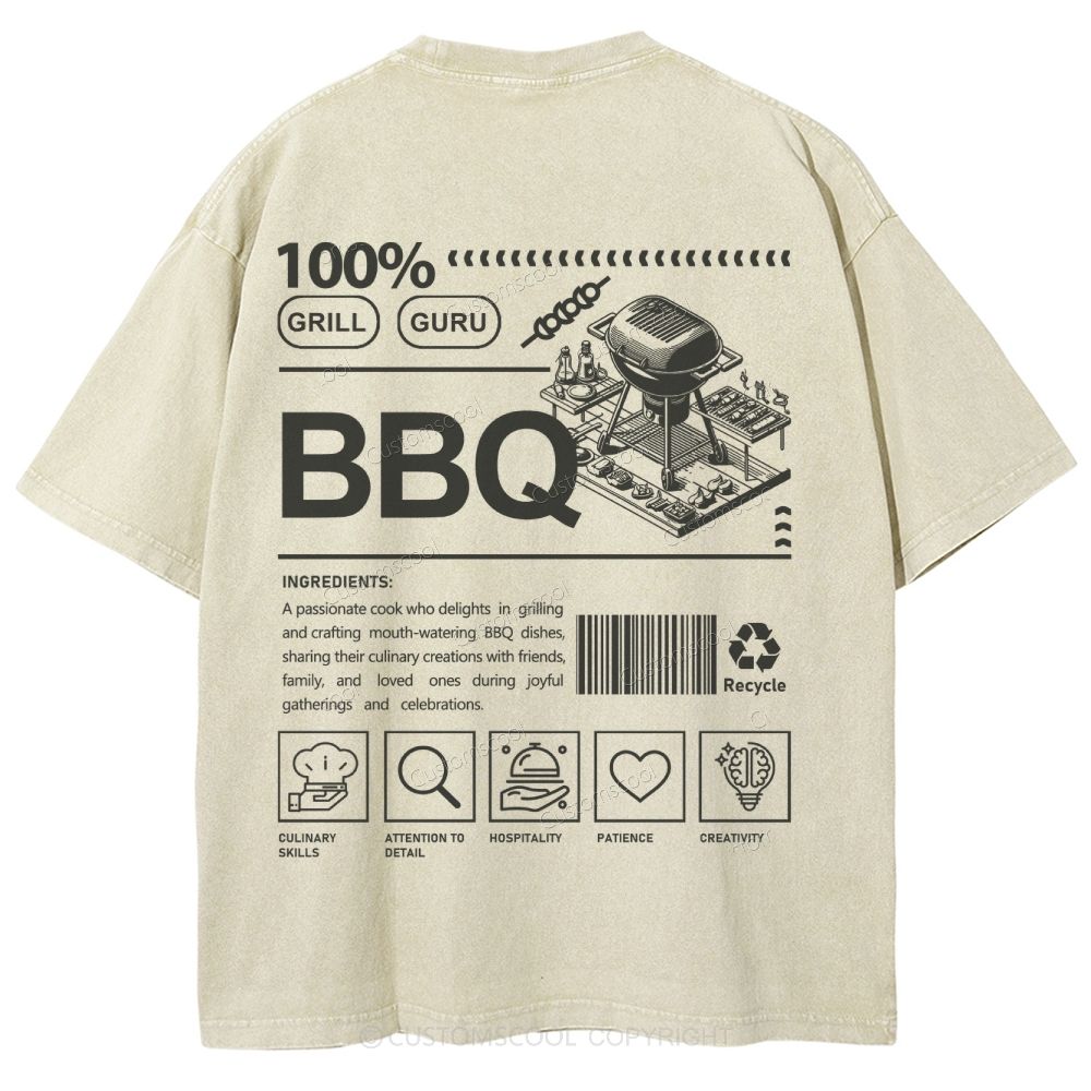 BBQ Unisex Fit Washed T-Shirt Customscool