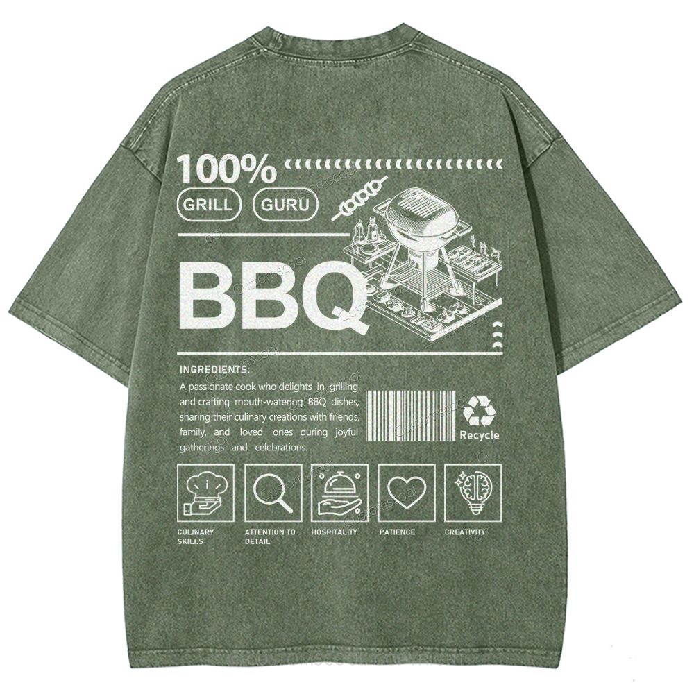 BBQ Unisex Fit Washed T-Shirt Customscool