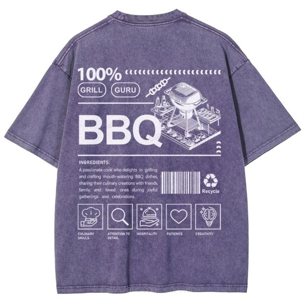 BBQ Unisex Fit Washed T-Shirt Customscool
