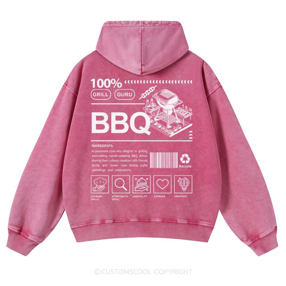 BBQ Casual Washed Hoodie Customscool