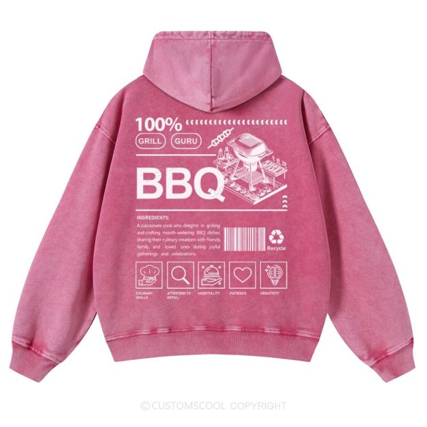 BBQ Casual Washed Hoodie Customscool