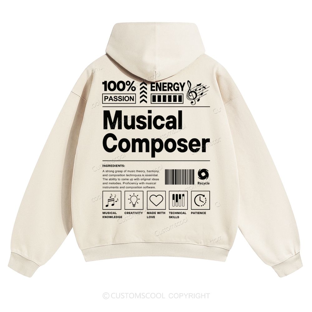 Musical Composer Solid Color Hoodie Customscool