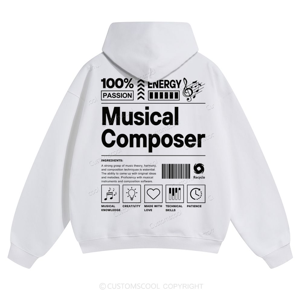 Musical Composer Solid Color Hoodie Customscool