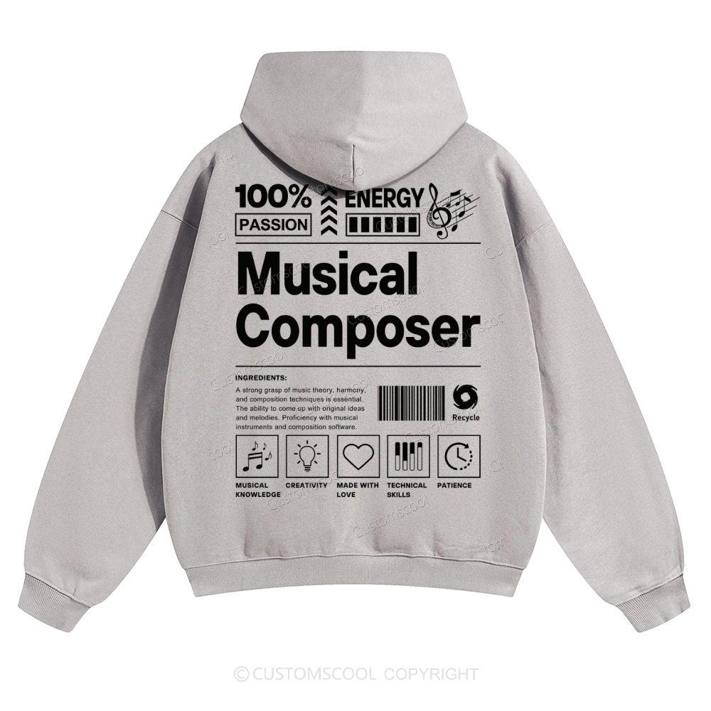 Musical Composer Solid Color Hoodie Customscool