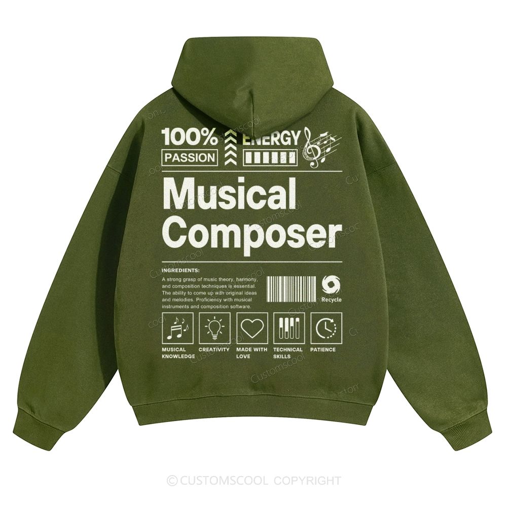 Musical Composer Solid Color Hoodie Customscool
